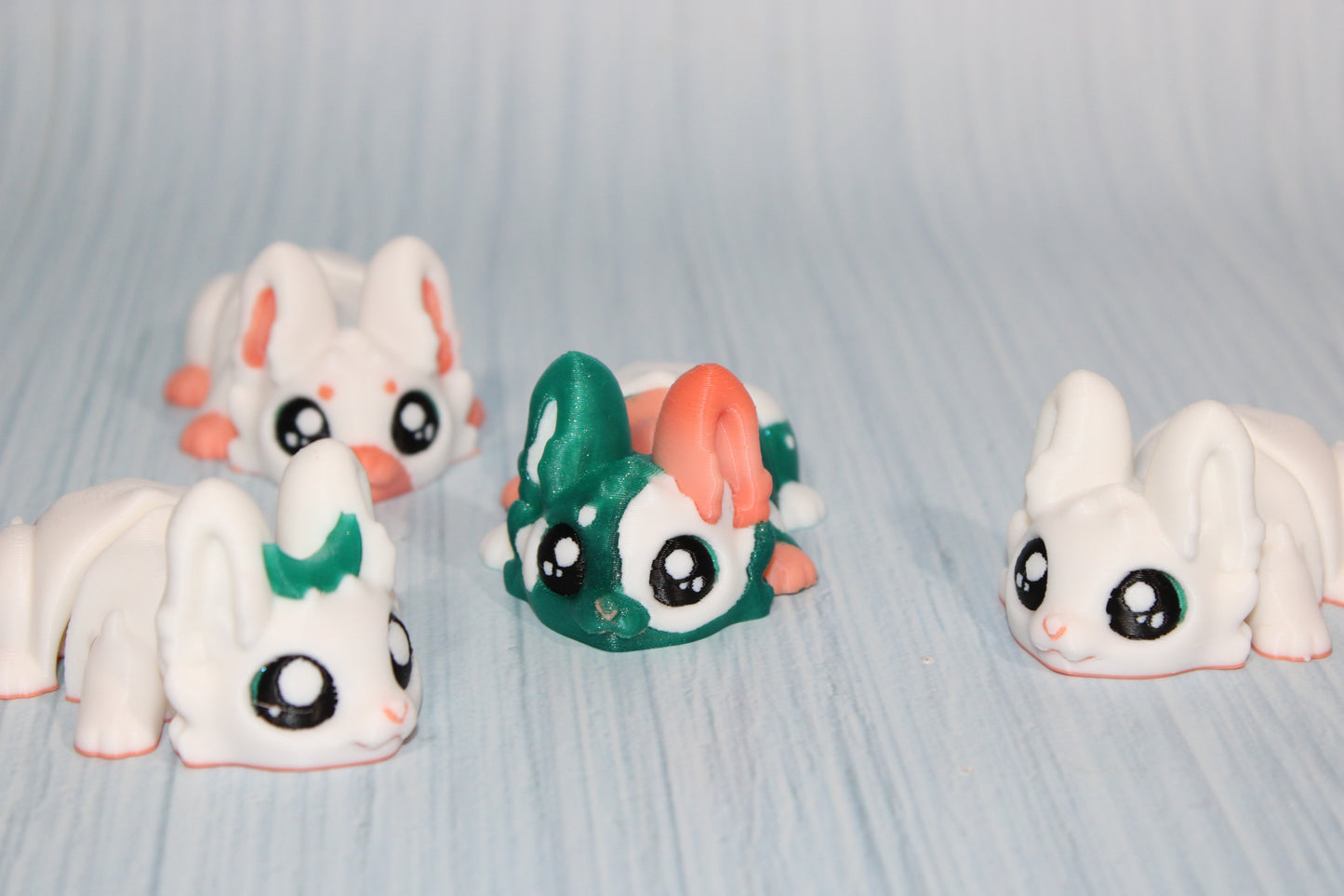 3d printed Flexi Bunnies set of 4-3" long - Wonderland 3D Printing 