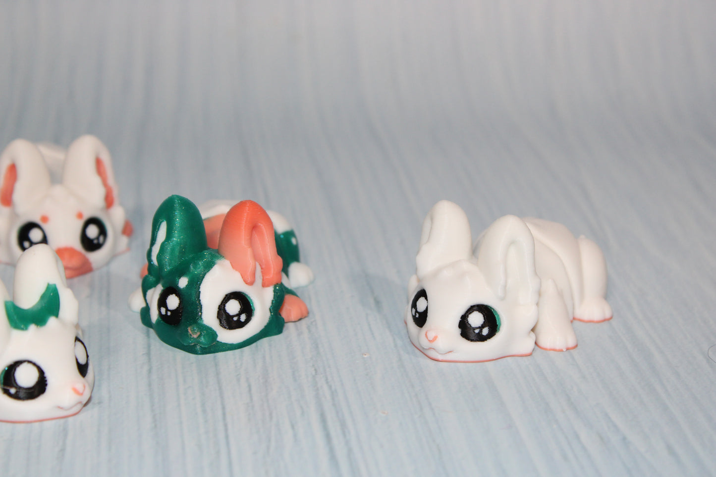 3d printed Flexi Bunnies set of 4-3" long - Wonderland 3D Printing 