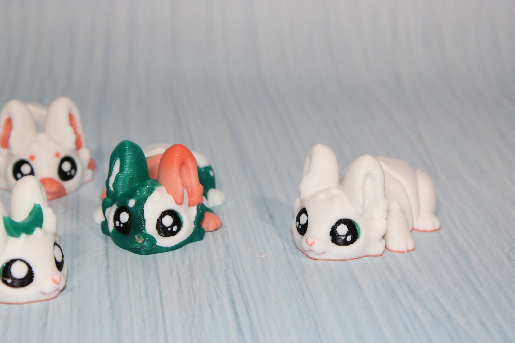 3d printed Flexi Bunnies set of 4-3" long - Wonderland 3D Printing 