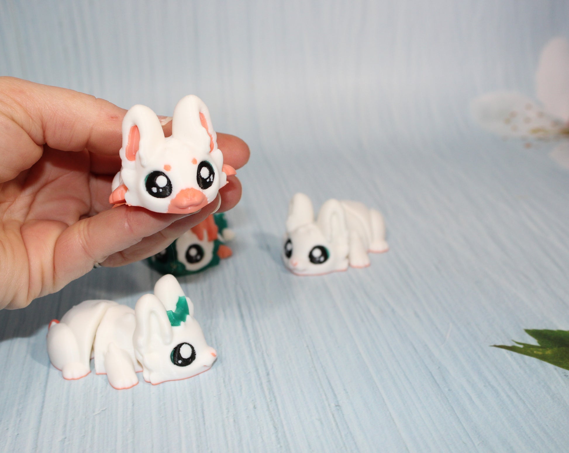 3d printed Flexi Bunnies set of 4-3" long - Wonderland 3D Printing 