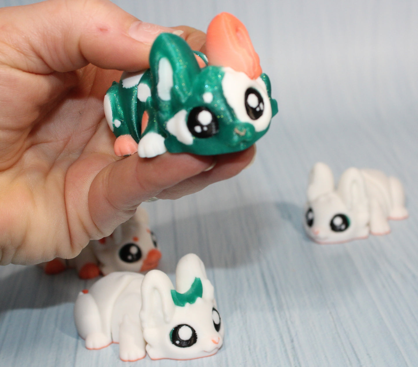 3d printed Flexi Bunnies set of 4-3" long - Wonderland 3D Printing 