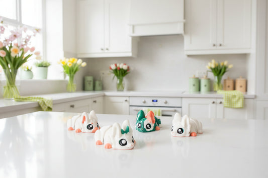 3d printed Flexi Bunnies set of 4-3" long - Wonderland 3D Printing 