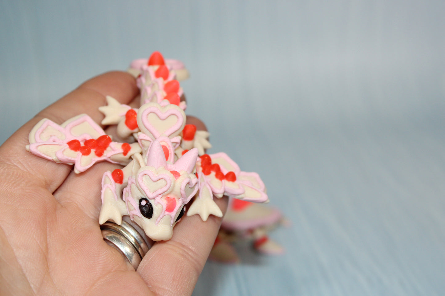 Tiny Heart Dragon, Wyvern or Turtle 3d printed flexi fidget - Wonderland 3D Printing 