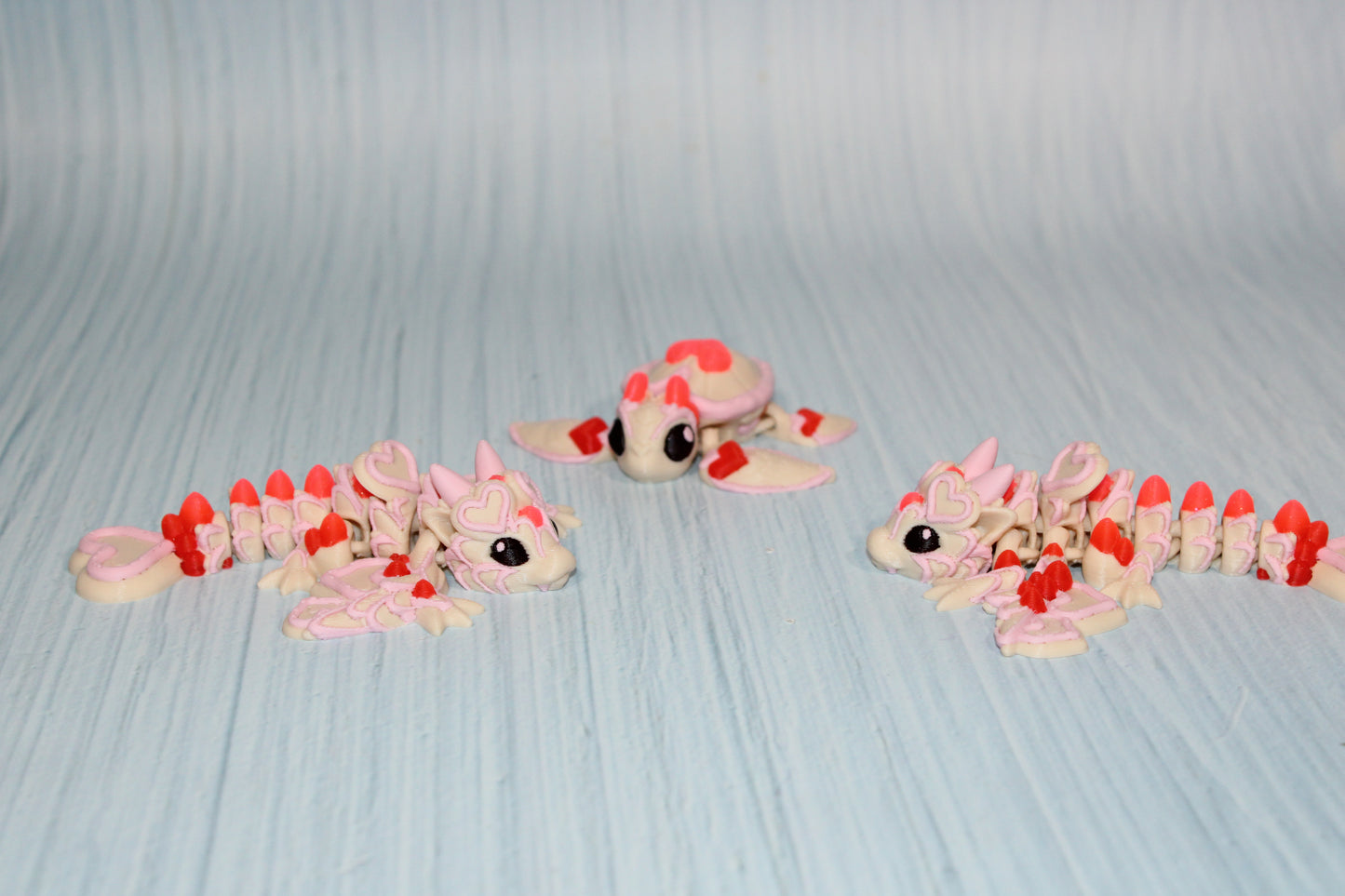 Tiny Heart Dragon, Wyvern or Turtle 3d printed flexi fidget - Wonderland 3D Printing 