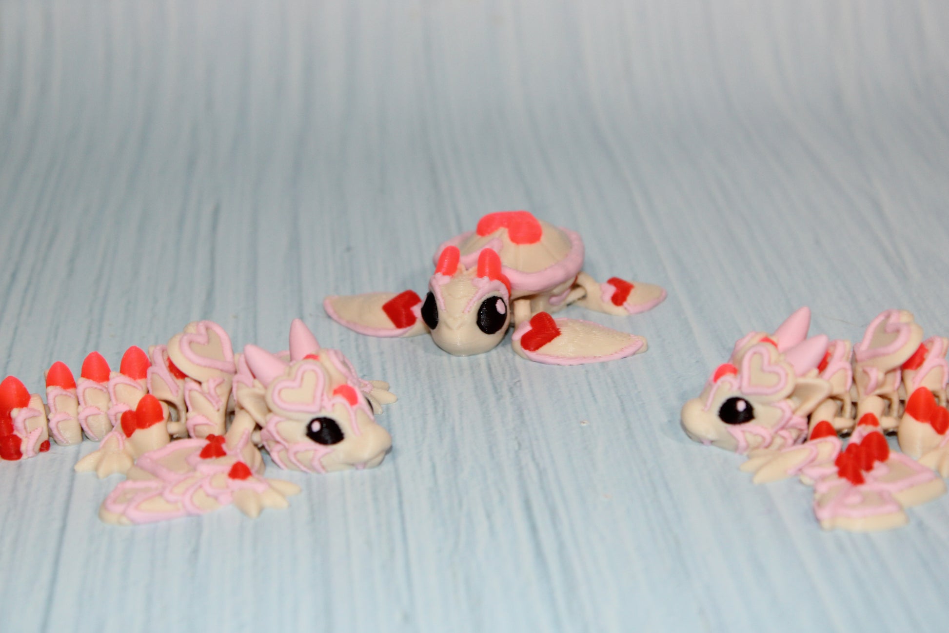 Tiny Heart Dragon, Wyvern or Turtle 3d printed flexi fidget - Wonderland 3D Printing 