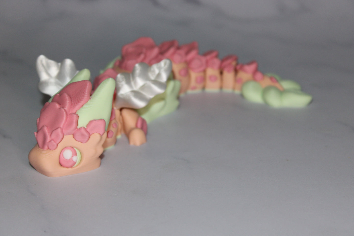 Sakura Dragon with Tower Options Articulated 8.5 inches -3d Printed Figurine
