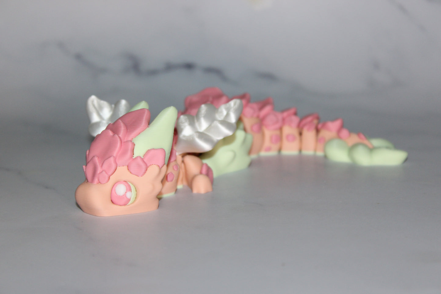 Sakura Dragon with Tower Options Articulated 8.5 inches -3d Printed Figurine