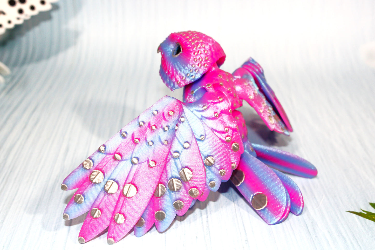Snowy Owl with stand options-3D Printed Articulated Flexi Fidget Figurine - Wonderland 3D Printing 