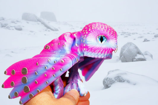 Snowy Owl with stand options-3D Printed Articulated Flexi Fidget Figurine - Wonderland 3D Printing 
