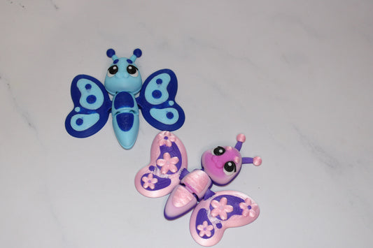 Butterfly 2 Piece Set 3D Printed Articulated Flexi Fidget