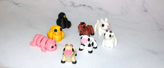 Mini Farm Animals-Multi Pack Options-3D Printed Articulated Fidget Toys - Wonderland 3D Printing 