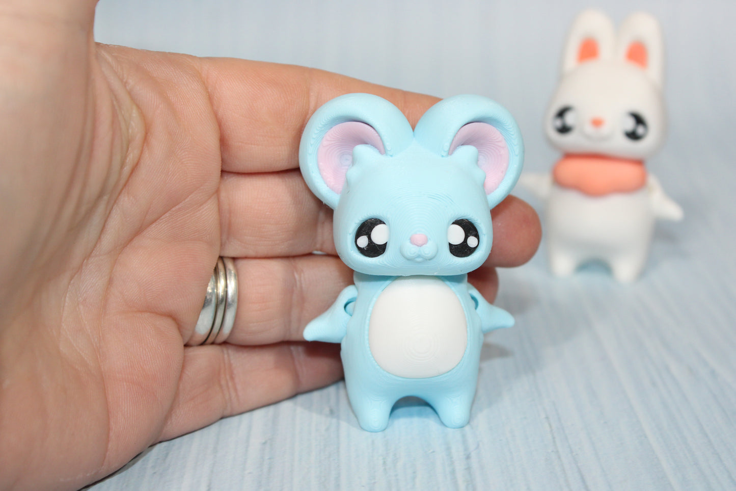 3D Printed Bee, Mouse and Bunny Pixies- 3" tall- all 3 included - Wonderland 3D Printing 