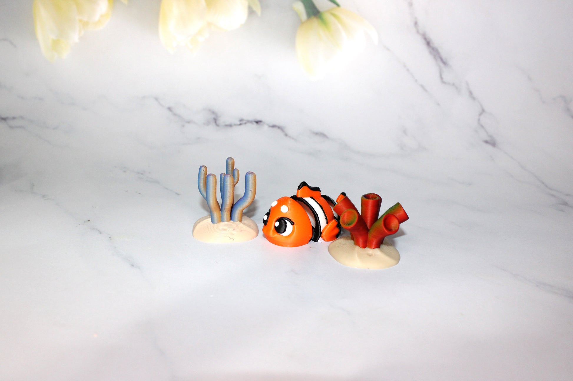 Clown Fish 5 Piece Set 2.5 inches 3D Printed Articulated Flexi Fidget - Wonderland 3D Printing 