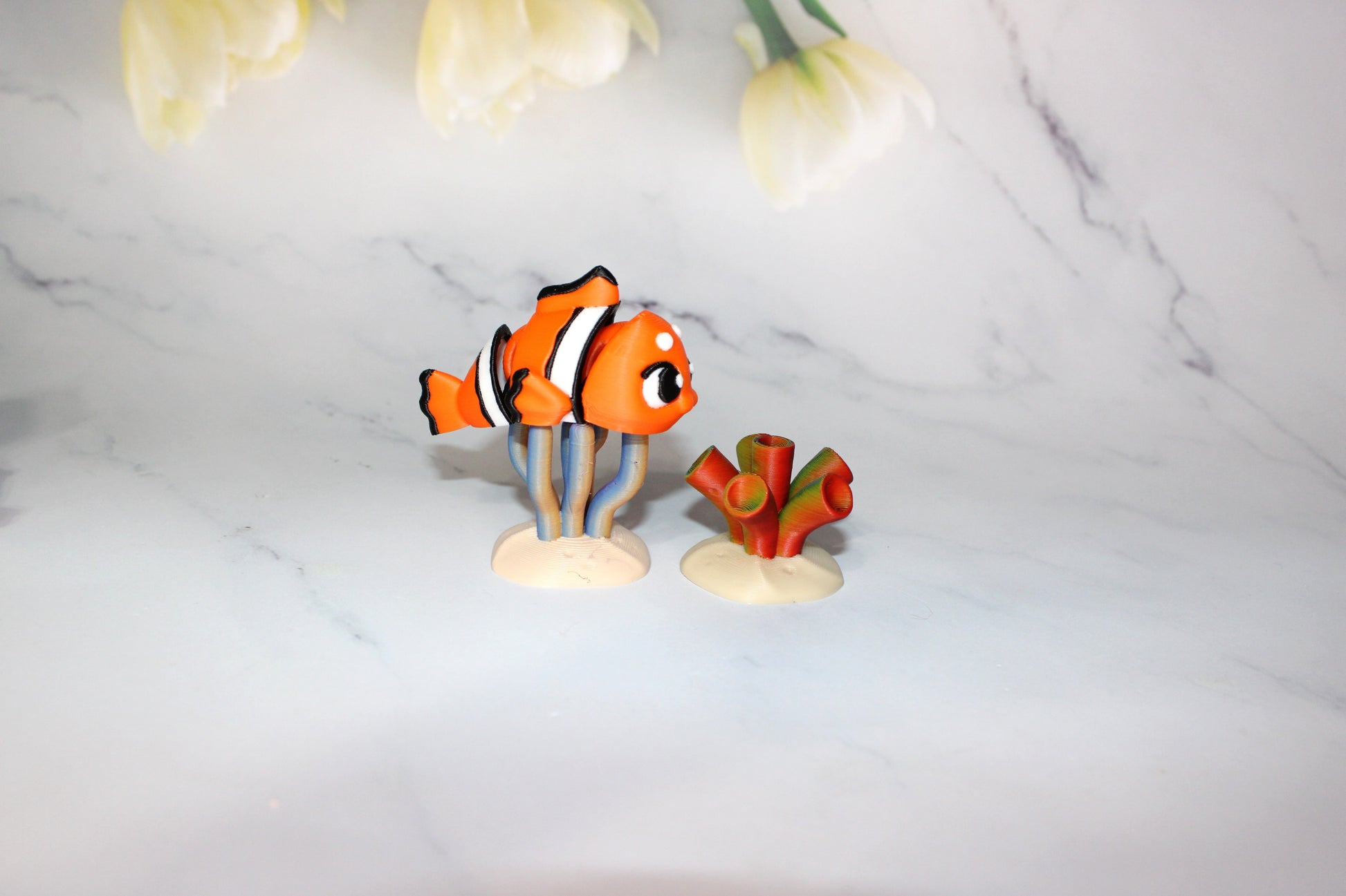 Clown Fish 5 Piece Set 2.5 inches 3D Printed Articulated Flexi Fidget - Wonderland 3D Printing 