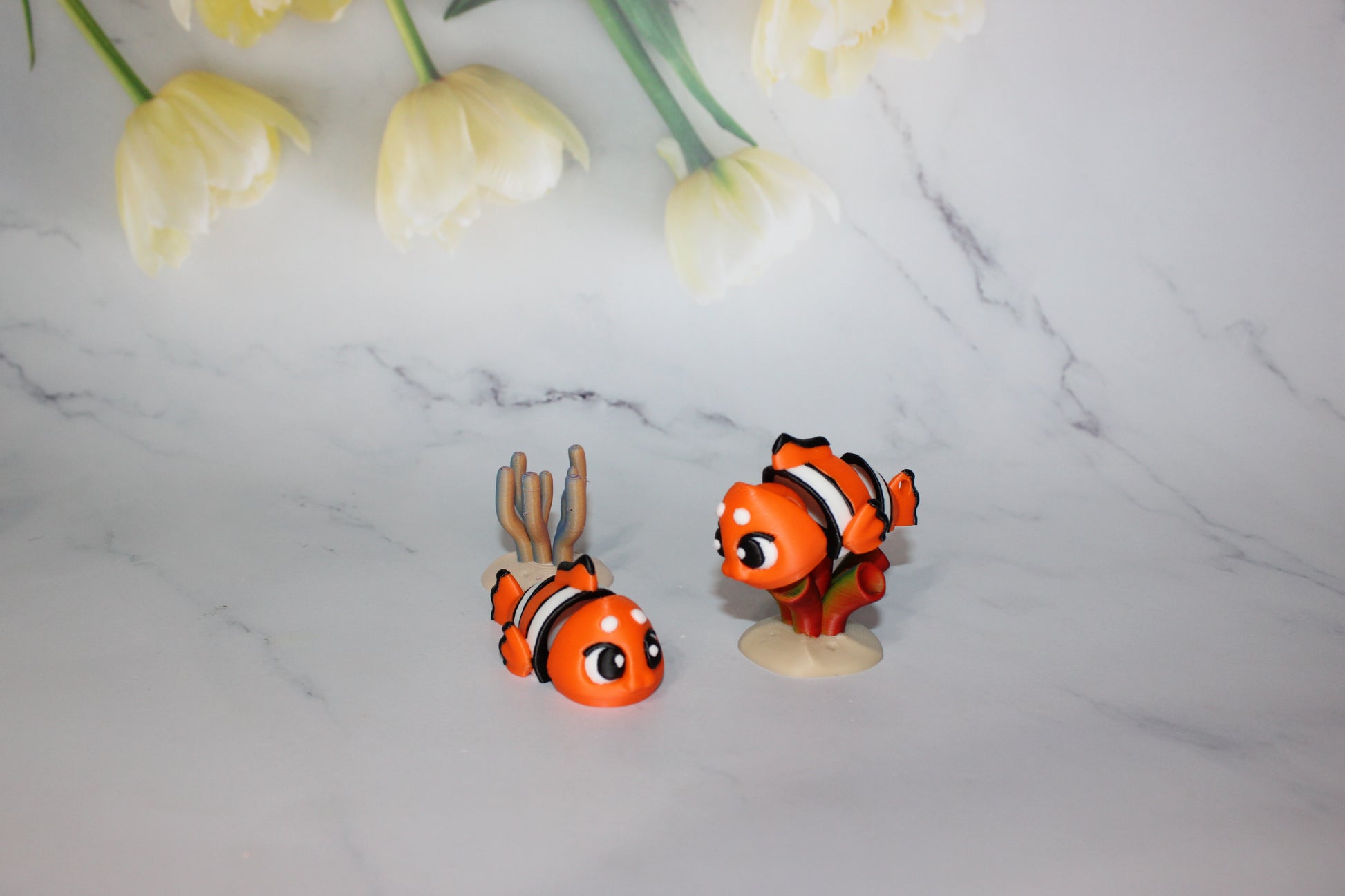 Clown Fish 5 Piece Set 2.5 inches 3D Printed Articulated Flexi Fidget - Wonderland 3D Printing 