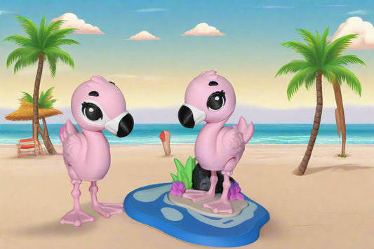 Flamingo 5 inches tall with Sand bar:3D Printed Fully Articulated Flexi Fidget Figurine - Wonderland 3D Printing 