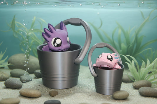 Axolotl Articulated Flexi Fidget Figurine- comes with pail - Wonderland 3D Printing 