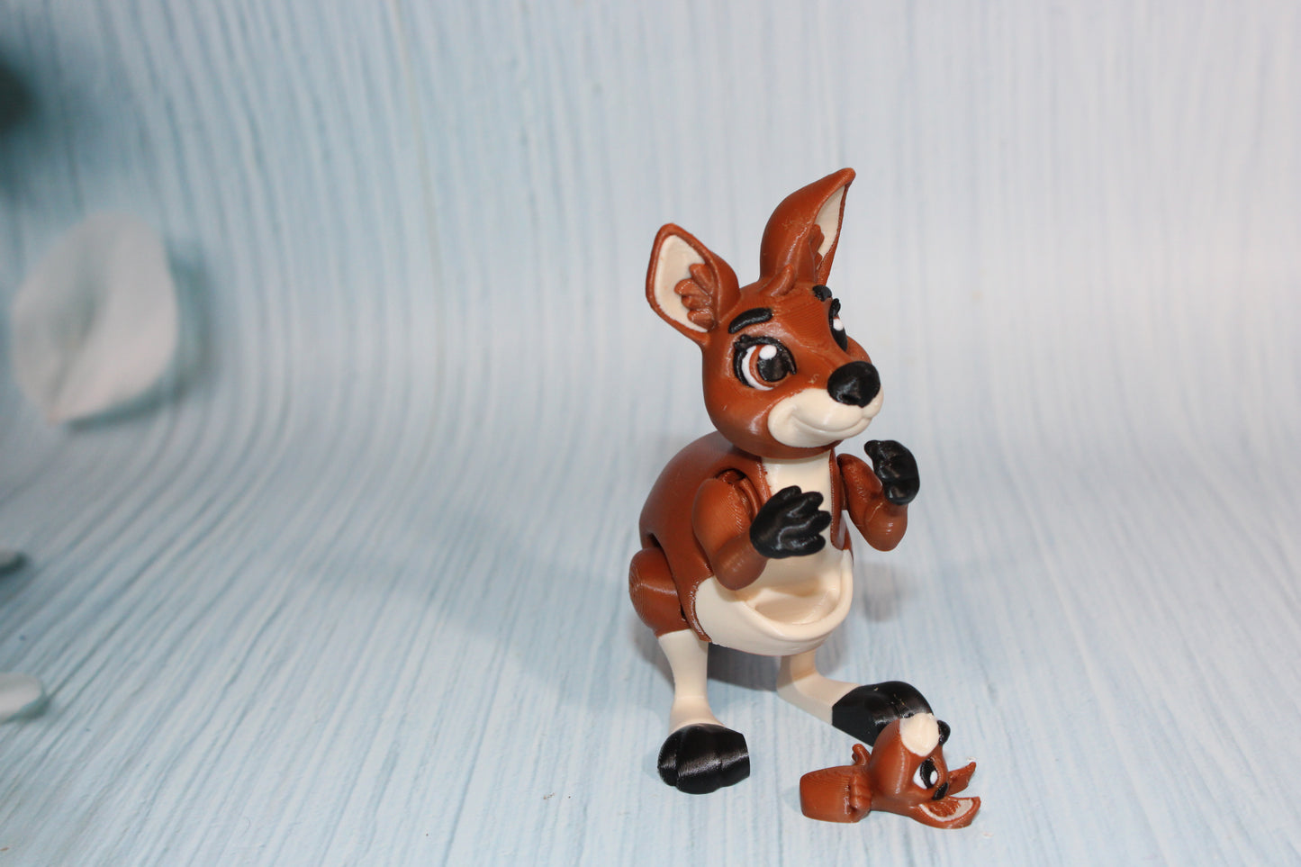 Kangaroo with Joey 3D Printed Articulated Flexi Fidget Figurine-4" - Wonderland 3D Printing 