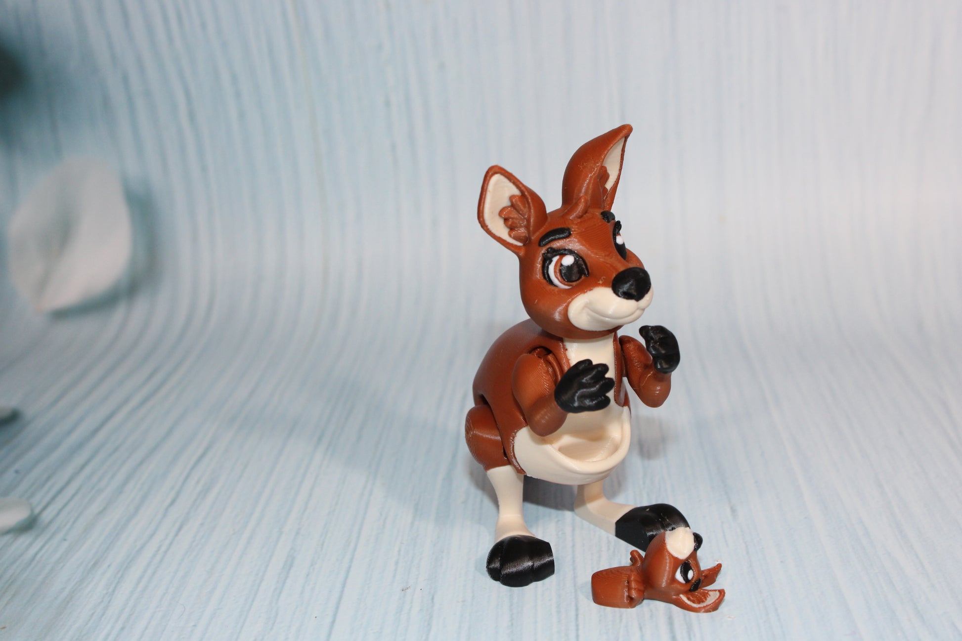 Kangaroo with Joey 3D Printed Articulated Flexi Fidget Figurine-4" - Wonderland 3D Printing 