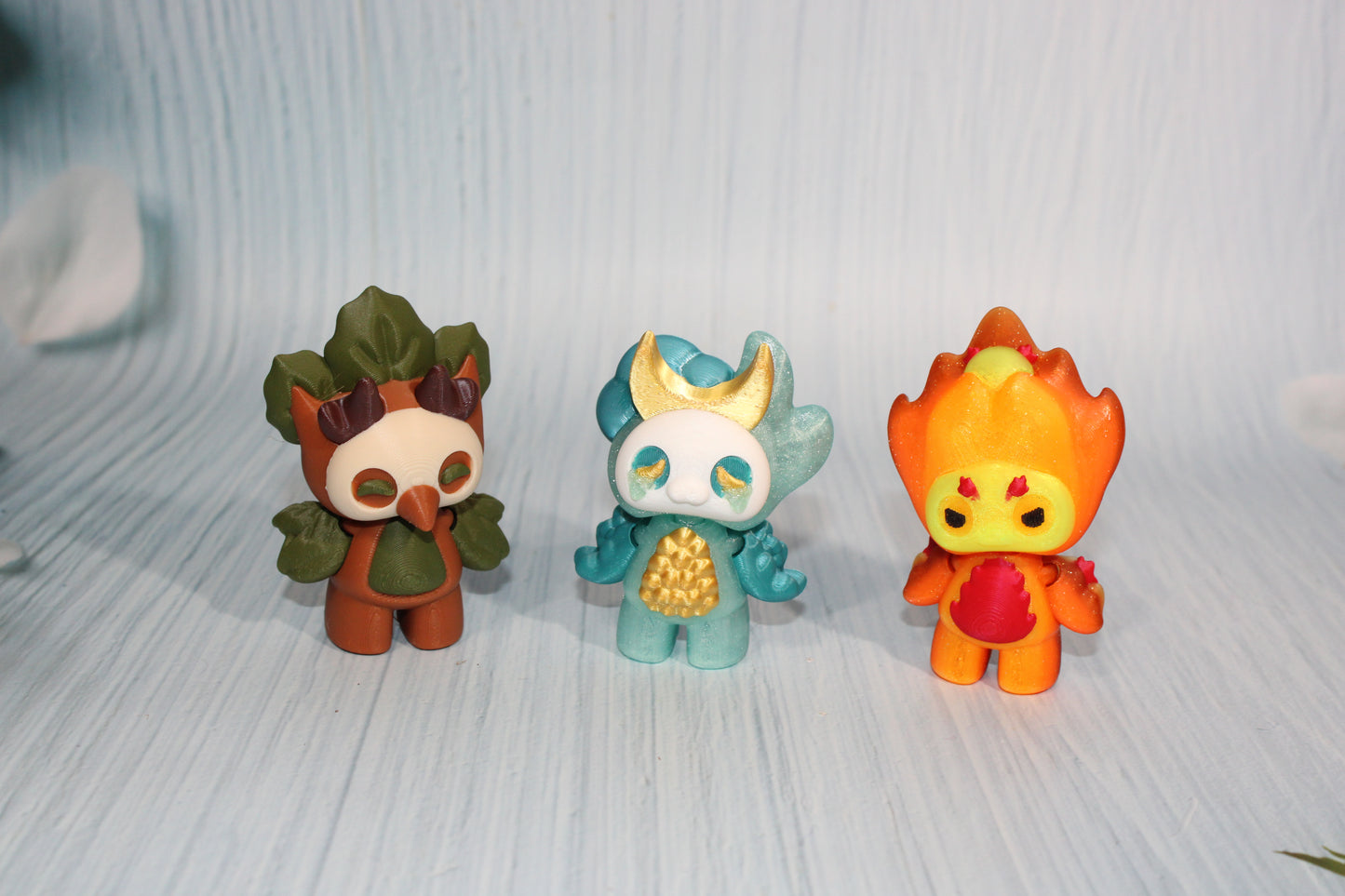 3d printed Elemental Mooshlings 3"- all 3 included - Wonderland 3D Printing 
