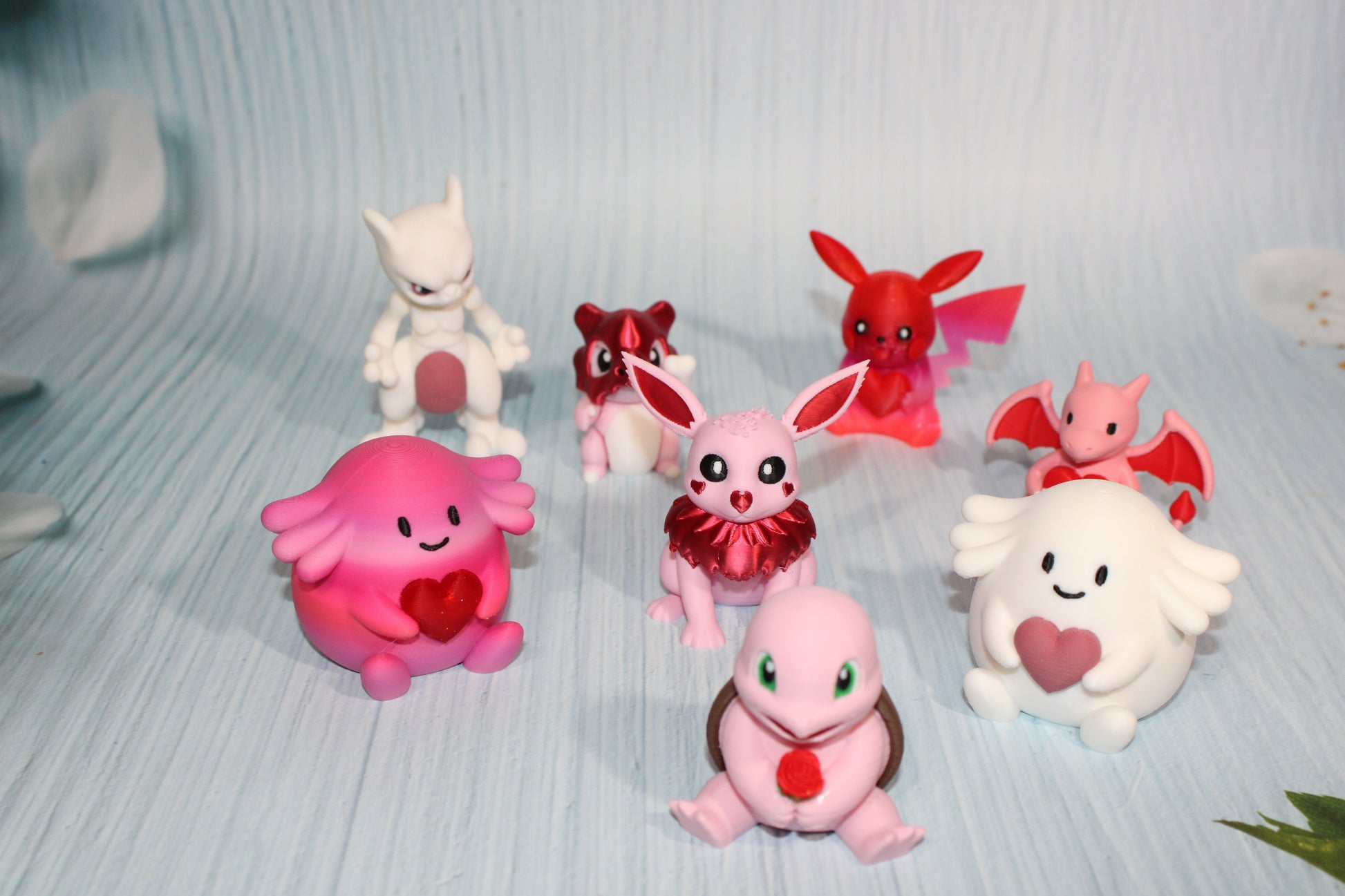 3D Printed Valentines Monsters 2"-3.5" all 8 included - Wonderland 3D Printing 