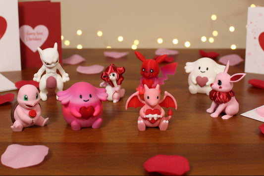 3D Printed Valentines Monsters 2"-3.5" all 8 included - Wonderland 3D Printing 
