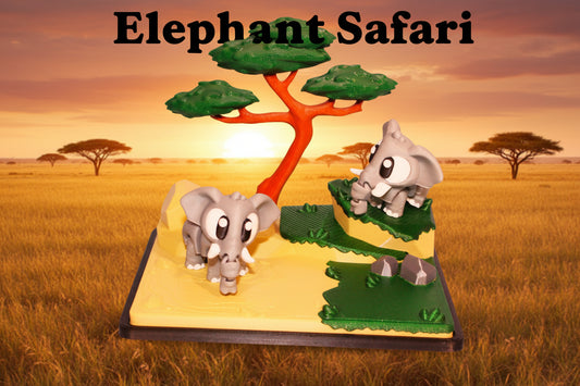 Flexi Elephant and Mini Safari Design Showcase-3D Printed Flexi Fidget- Comes with 2 Elephants) - Wonderland 3D Printing 