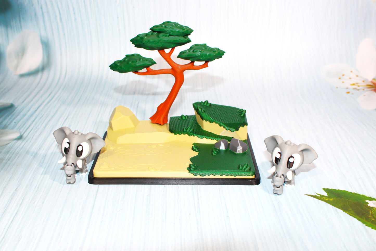 Flexi Elephant and Mini Safari Design Showcase-3D Printed Flexi Fidget- Comes with 2 Elephants) - Wonderland 3D Printing 