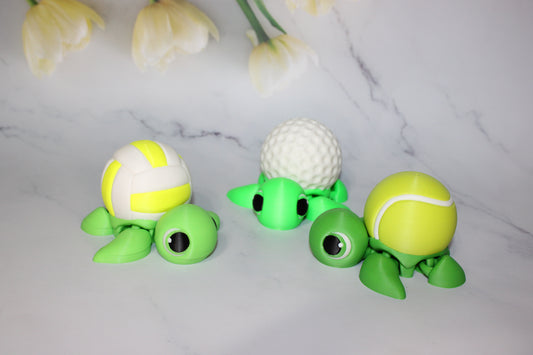 Volleyball, Tennis or Golf Turtles Articulated 3d Printed Figurine - Wonderland 3D Printing 