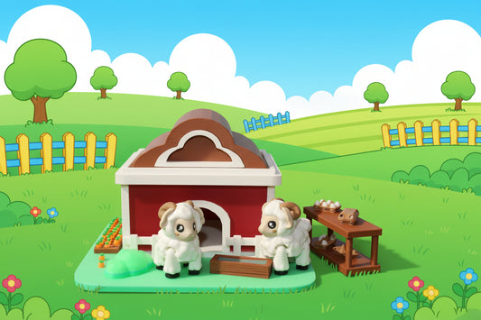 3d printed Farm Playset with Sheep - Wonderland 3D Printing 