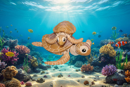 Sea Turtle 3D Printed Articulated Figurine - Wonderland 3D Printing 