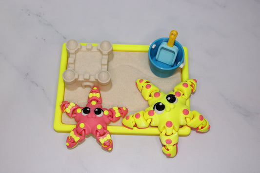 Flexi Starfish and Sand Playset 3D Printed Articulated Flexi Fidget