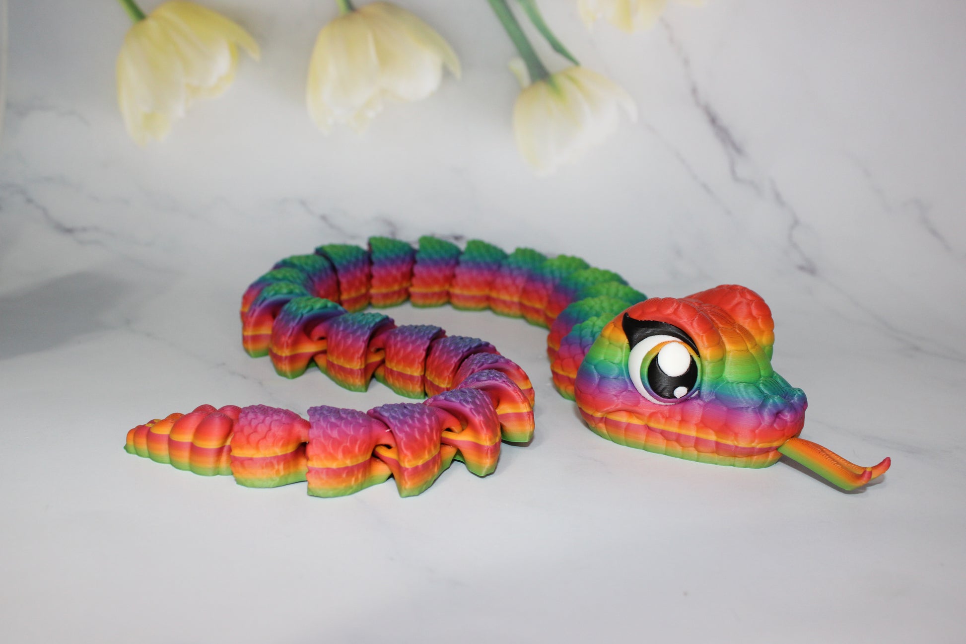 Cute Snake 17 inches Long- 3D Printed Articulated Flexi Fidget Figurine - Wonderland 3D Printing 