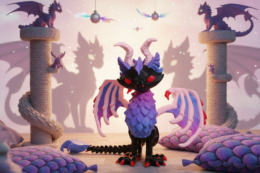 Twisty Cat Dragon 9.5" Long x 5.5" tall - Wonderland 3D Printing 