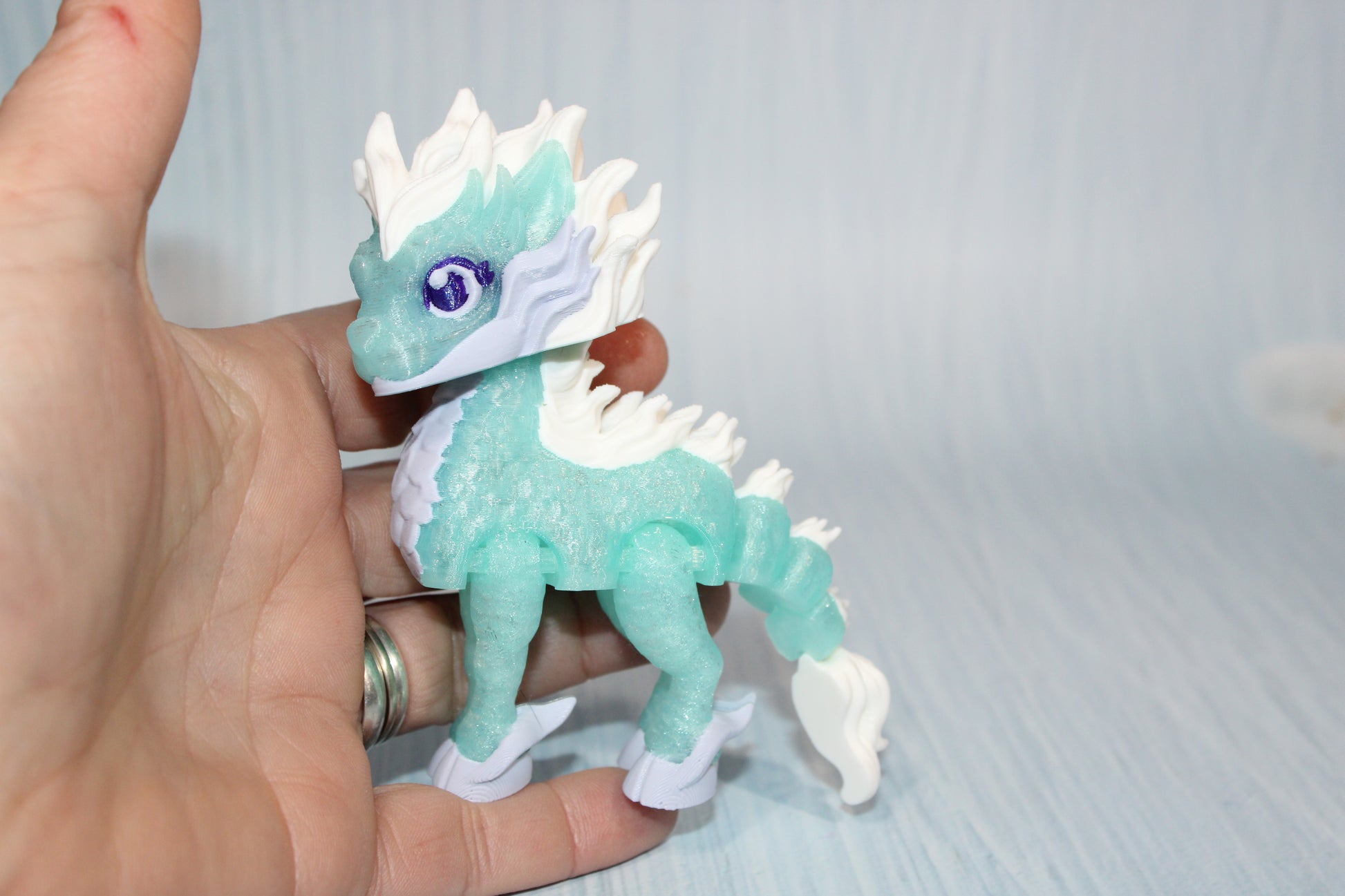 Qilin 4" tall 3D Printed Articulated Flexi Fidget Figurine - Wonderland 3D Printing 