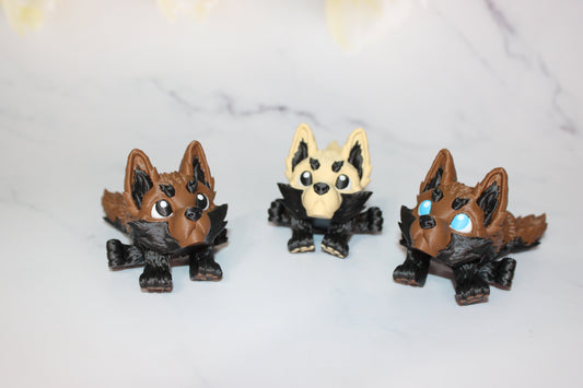 German Shepard Puffling-3D Printed Articulated Flexi Fidget Figurine - Wonderland 3D Printing 