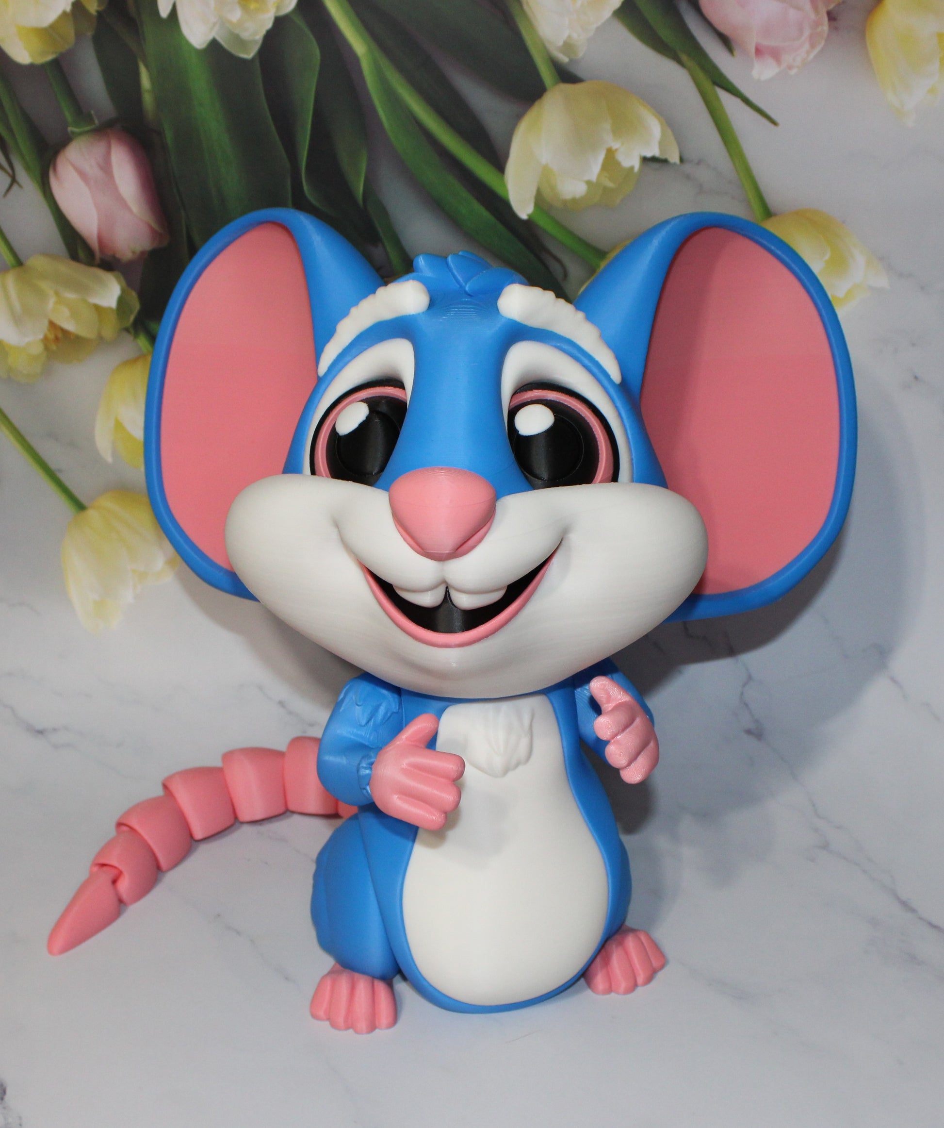 Mouse with Cheese 3D Printed Articulated Figurine - Wonderland 3D Printing 