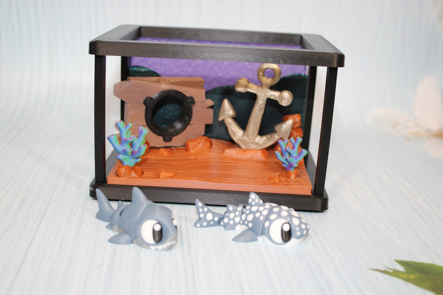 Deep Sea Tank Design Showcase-3D Printed Flexi Fidget- Comes with 2 flexi Sharks - Wonderland 3D Printing 