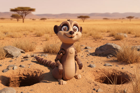 Meercat 3D Printed Articulated Figurine 3.75" tall - Wonderland 3D Printing 
