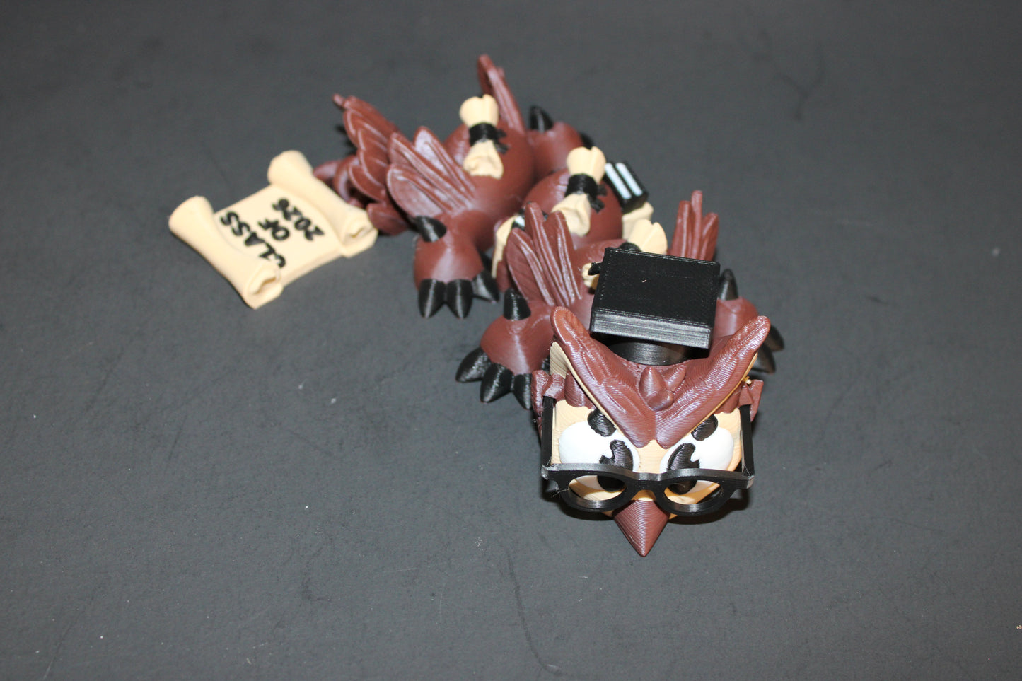 Graduation Owl Dragon 3D Printed Articulated Figurine-7" - Wonderland 3D Printing 