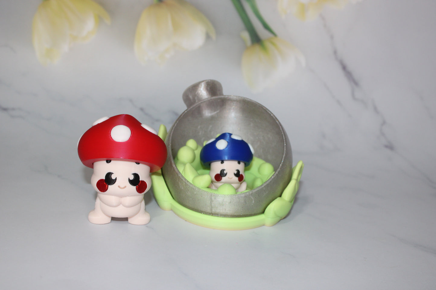 PuffyPuff with Bottle  Terrarium Options Articulated 3d Printed Figurine