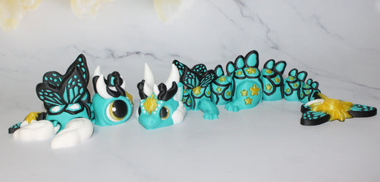Gemini Dragon or Turtle Articulated 3d Printed Figurine - Wonderland 3D Printing 