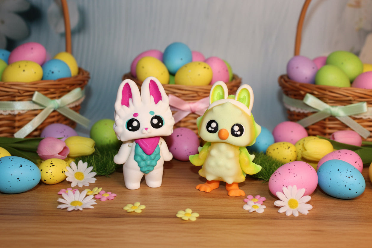 3d printed Easter Mooshlings 4.2"- Both Included - Wonderland 3D Printing 