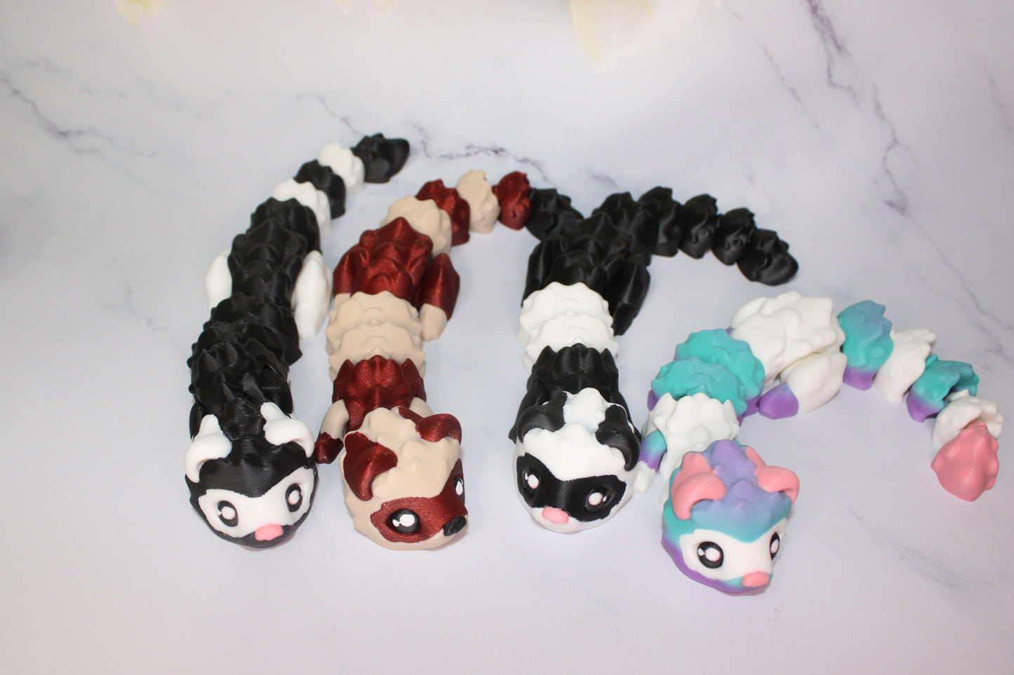 Ferret with Froggy Catch all Options- Articulated 3d Printed Figurine