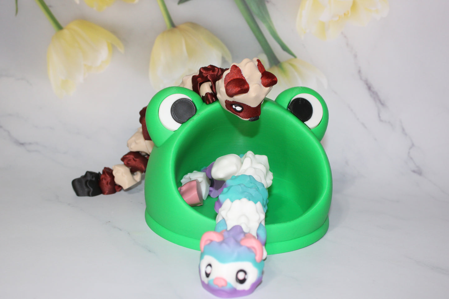 Ferret with Froggy Catch all Options- Articulated 3d Printed Figurine
