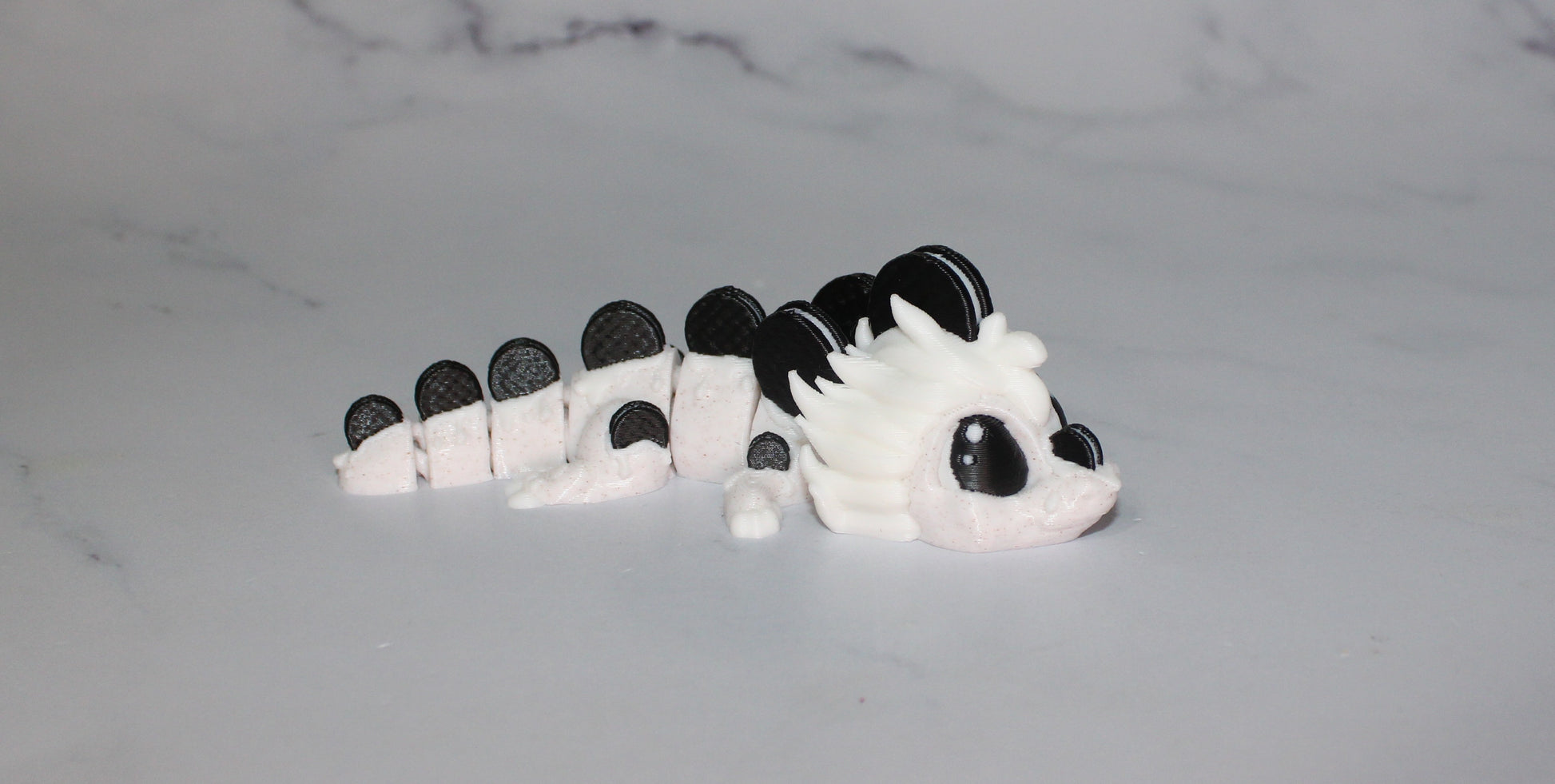 Milk and Chocolate Chip Cookie Dragon or Cookies and Cream Dragon 5 in Articulated 3d Printed Figurine - Wonderland 3D Printing 
