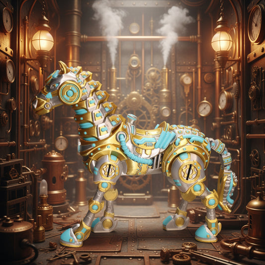 3D-printed mechanical horse, 6 inches tall. - Wonderland 3D Printing 