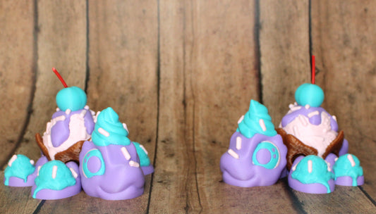 Ice Cream Turtle 3.5 inches 3D Printed Articulated Flexi Figurine - Wonderland 3D Printing 