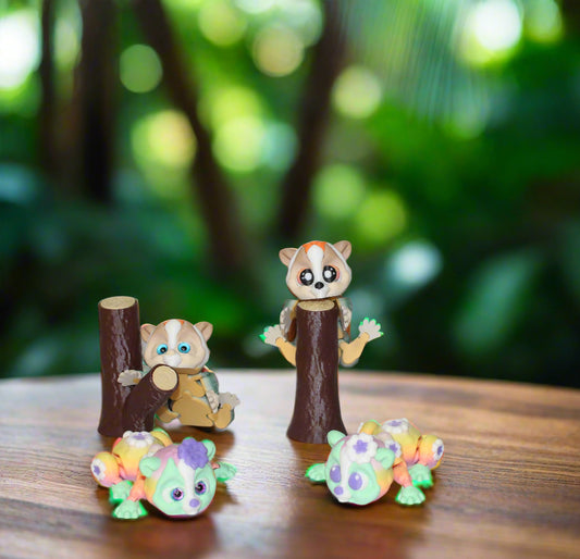 Flower Bear or Bear with Stump Options3D Printed Articulated Flexi Figurine - Wonderland 3D Printing 
