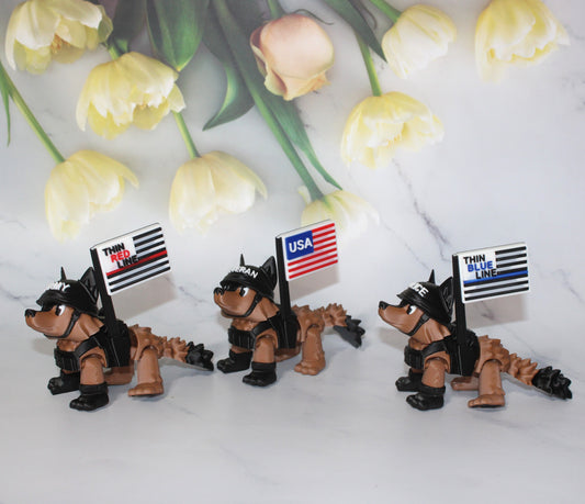 Duty Dogs, Police Dog, Military Dog, or Veteran Dog: Full Color 3D Printed Articulated Figurine-Fully Customizable with Name. - Wonderland 3D Printing 